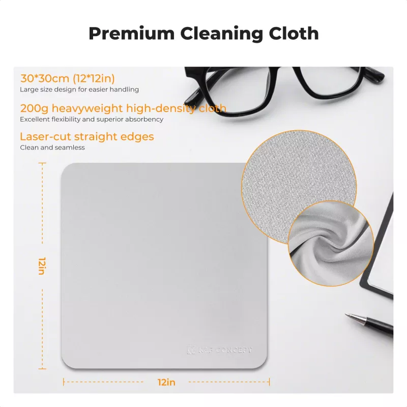 Paño de microfibra KF 30x30cm 200gsm pack de 3 para óptica, objetivos de cámara, pantallas