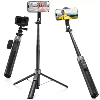 K&F Concept X97-C Selfie Stick Trípode 180 cm con soporte magnético MagSafe y disparador remoto Bluetooth (negro)