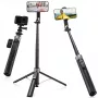 K&F Concept X97-C Selfie Stick Trípode 180 cm con soporte magnético MagSafe y disparador remoto Bluetooth (negro)