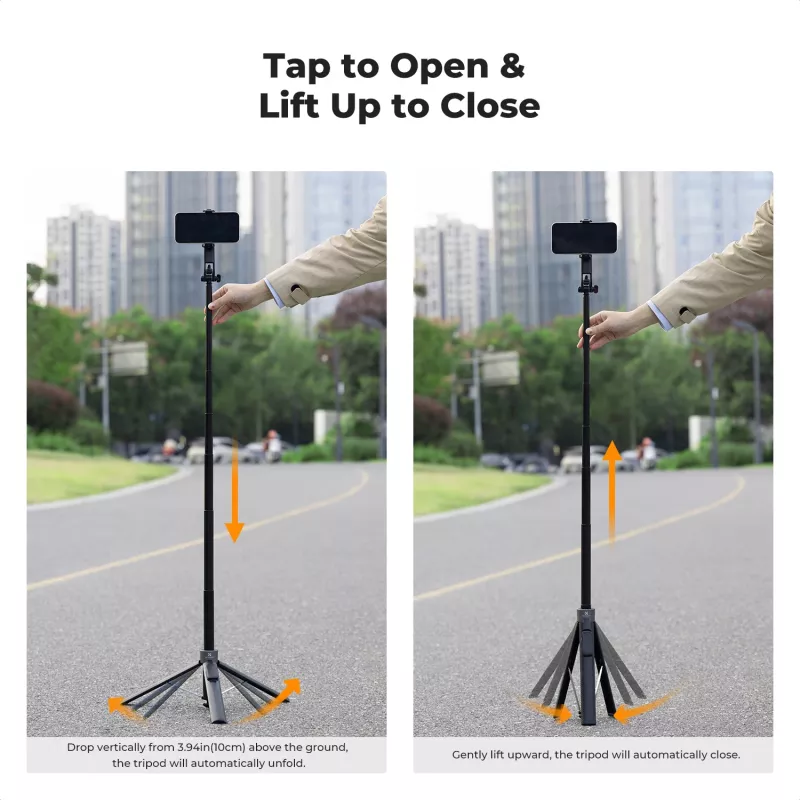 K&F Concept X97-C Selfie Stick Trípode 180 cm con soporte magnético MagSafe y disparador remoto Bluetooth (negro)
