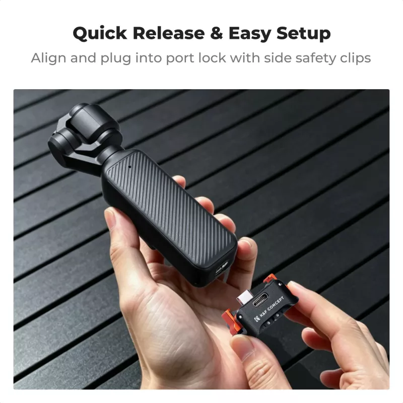 KF Adaptador de liberación rápida con función de carga USB-C para DJI Osmo Pocket 3/4, soporte GoPro, rosca de 1/4