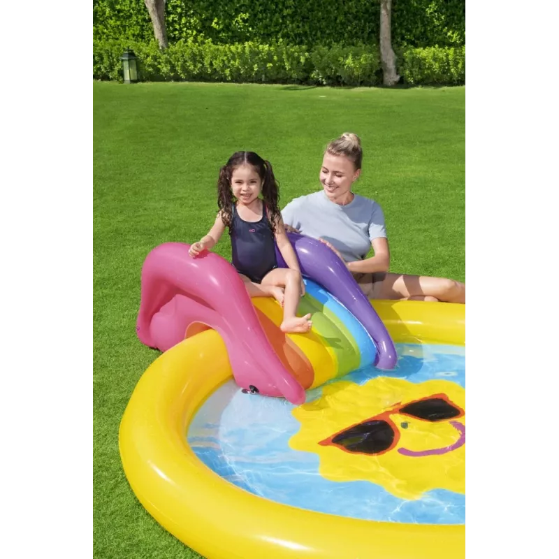 Bestway Playground Island 237 x 201 x 104 cm centro de juego acuático hinchable con tobogán y juegos