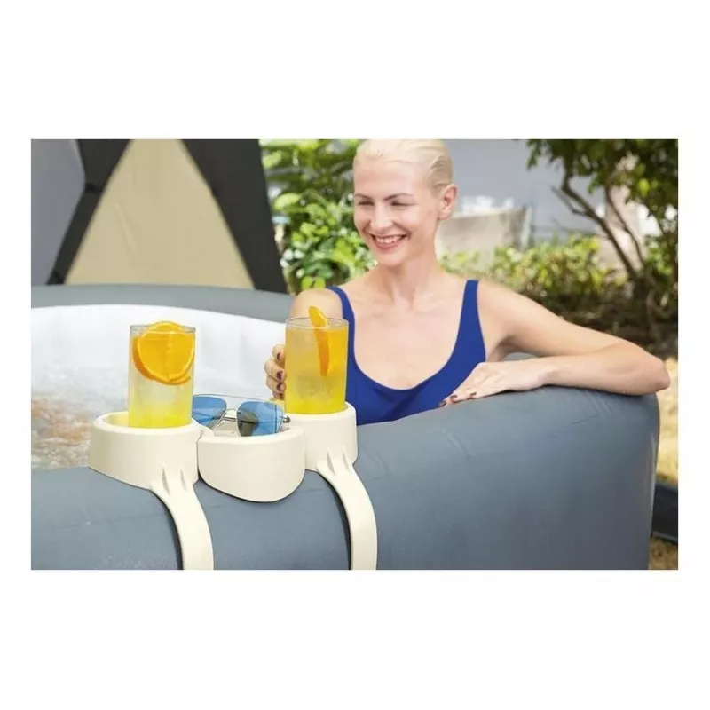 Bestway Flowclear Portavasos para piscina pack de 2 gris/azul