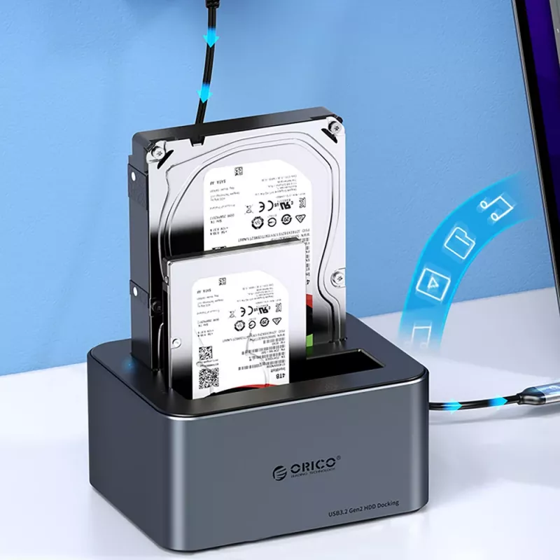 ORICO 6646C3-C Docking station de 4 bahías para HDD/SSD SATA de 2,5/3,5