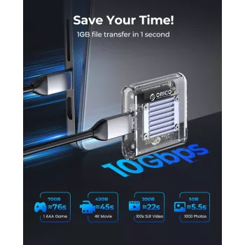 Orico TC20-M2-10G Carcasa SSD M.2 NVMe USB-C 3.2 - transparente