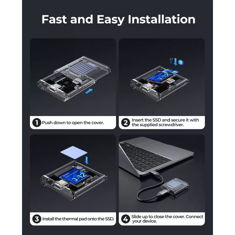 Orico TC20-M2-10G Carcasa SSD M.2 NVMe USB-C 3.2 - transparente