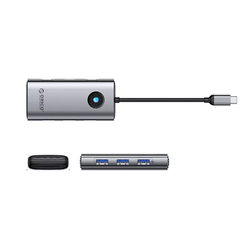 ORICO PW11-6P Hub USB-C Docking station 6 en 1 con 3x USB-A 3.0, 1x USB-C 2.0, 1x HDMI, gris