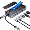ORICO OM28PR-G2 Base de conexión USB-C con carcasa para SSD M.2, 1x USB-A 3.2, 1x USB-C 3.2, 2x USB-A 2.0, 1x HDMI, 1x Ethernet - Negro