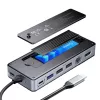 ORICO OM28PR-G2 Base de conexión USB-C con carcasa para SSD M.2, 1x USB-A 3.2, 1x USB-C 3.2, 2x USB-A 2.0, 1x HDMI, 1x Ethernet - Negro