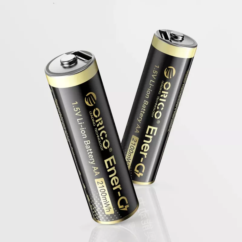 ORICO Ener-G EG5C Batería AA LiPo recargable de 1,5 V 2100 mWh con cable de carga USB-C, pack de 4