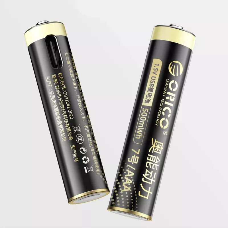 ORICO Ener-G EG7C Batería de litio AAA recargable de 1,5V 500mWh con cable de carga USB-C, pack de 4