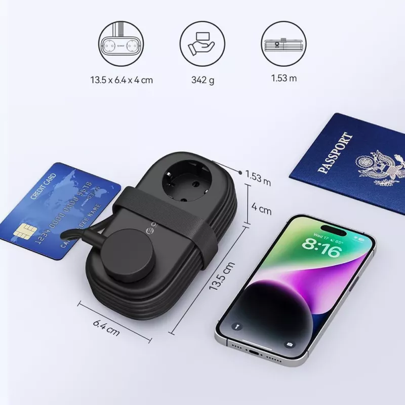 ORICO AP3 Regleta de alimentación GaN 20W 5 en 1 2x AC + 2x USB-A + 1x USB-C - negro
