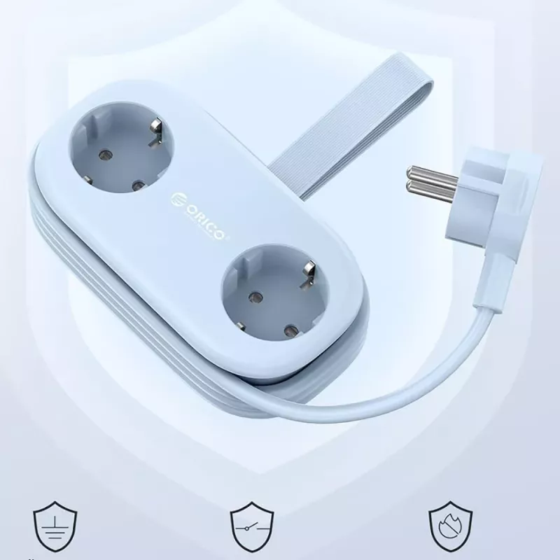 ORICO AP3 Regleta de alimentación GaN 20W 5 en 1, 2x AC + 2x USB-A + 1x USB-C, azul