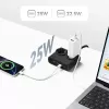 ORICO PDC25 regleta 25W 6 en 1 con 2 tomas AC, 2 puertos USB-A y 2 puertos USB-C - Negro