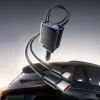 ORICO Twin Reach 45W cargador de coche USB-A + USB-C con dos cables USB-C retráctiles - Negro