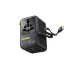 Baseus PicoGo AG11 45W 6 en 1 Adaptador de viaje universal con cable USB-C retráctil - Negro