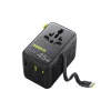 Baseus PicoGo AG11 45W 6 en 1 Adaptador de viaje universal con cable USB-C retráctil - Negro