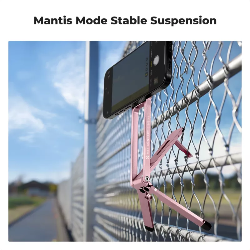 KF 3 en 1 Soporte magnético para teléfono Trípode Mango Soporte de mesa para iPhone MagSafe Rosa