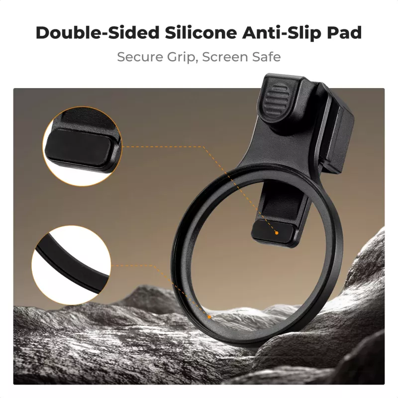 K&F Concept Soporte con pinza para smartphone para filtros y objetivos de 58mm - Negro