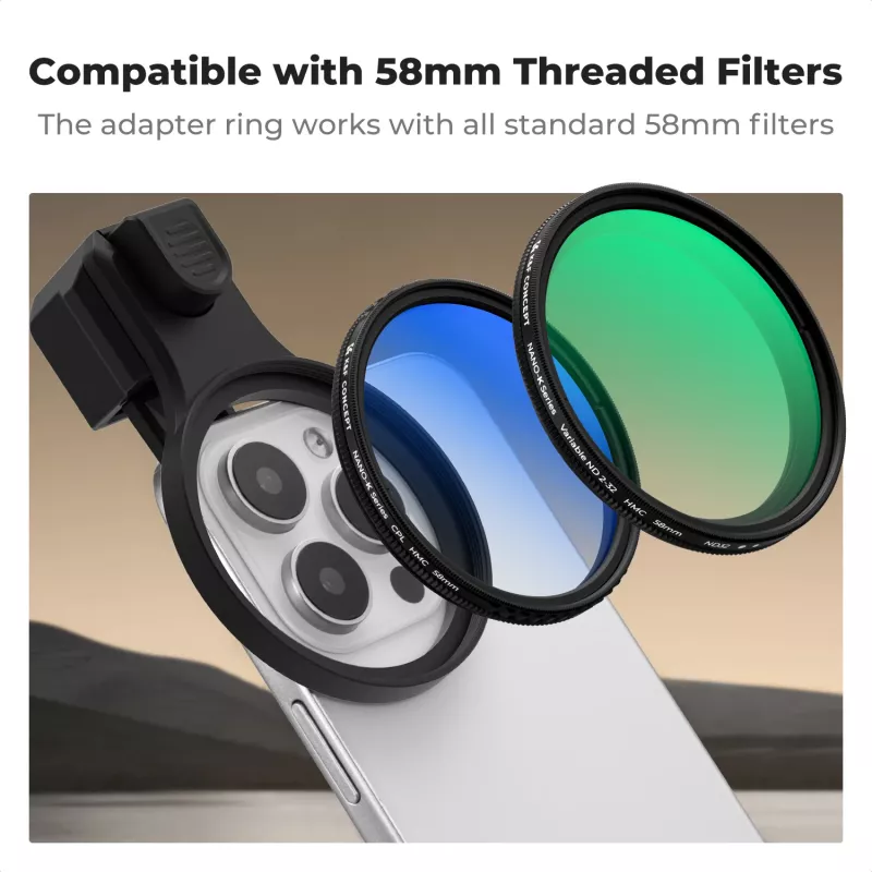 Filtro ND variable K&F Concept ND2-ND32 58mm con clip para smartphone
