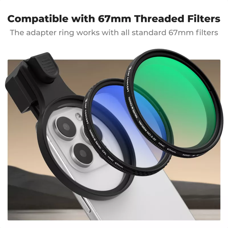 Filtro ND variable K&F Concept KF15.0026 ND2-ND32 67mm con clip para smartphone