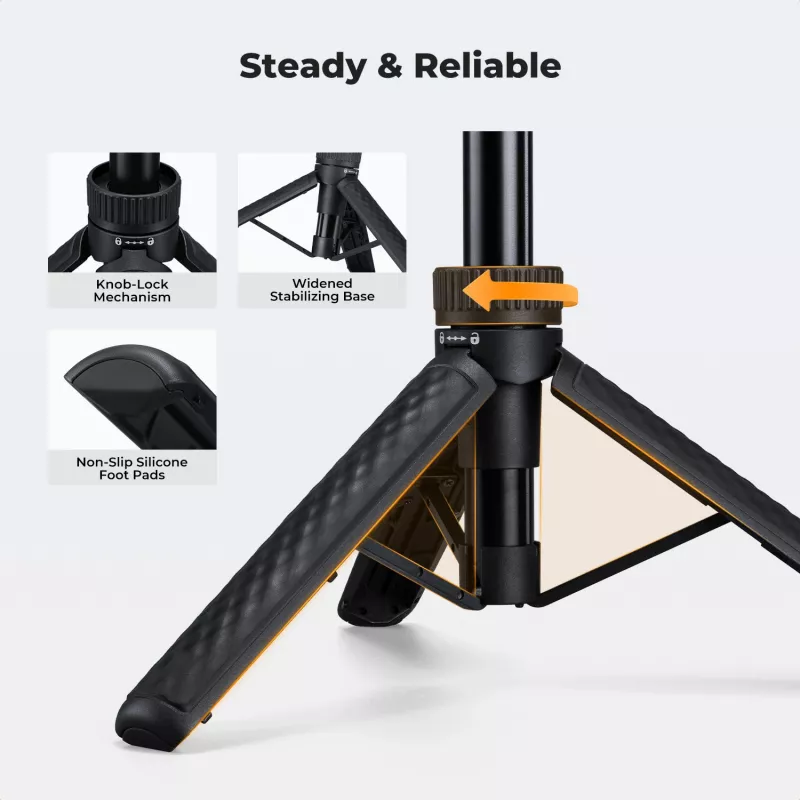 Mini trípode y palo selfie KF 65 cm con cabezal 360° y soporte para teléfono KF09.180S1 negro