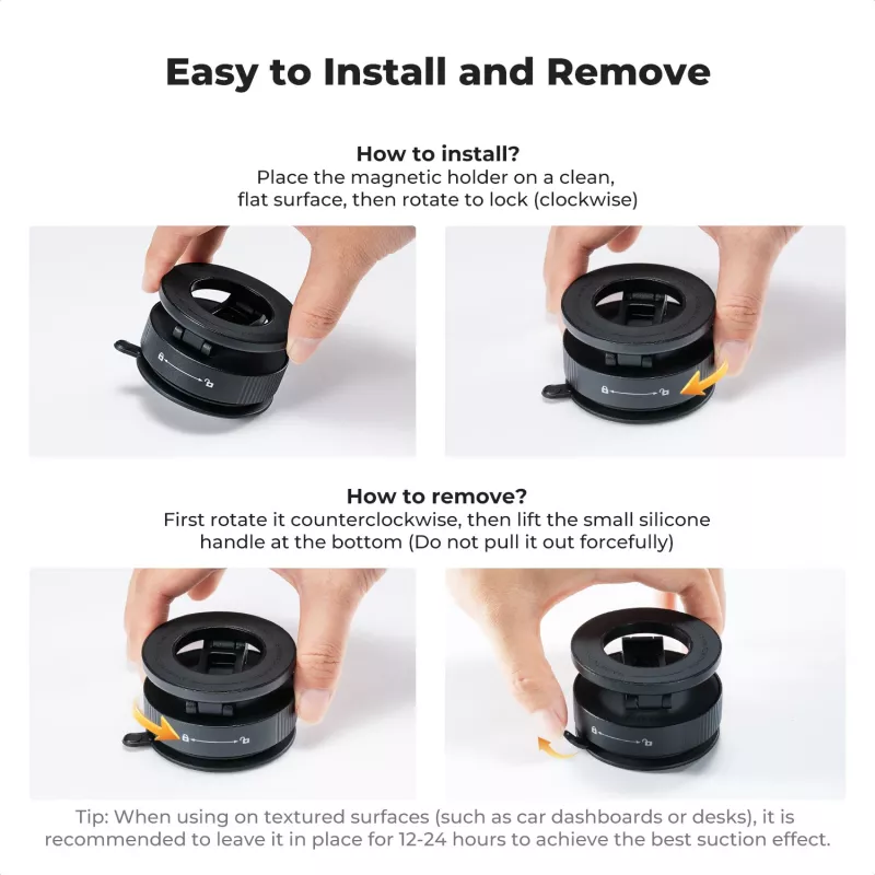 Soporte magnético para teléfono con ventosa de vacío KF para iPhone MagSafe - negro