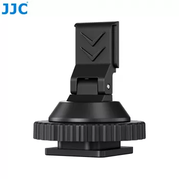 JJC HC-DMN Adaptador de zapata en caliente a rosca de 1/4 inch-20 para soporte de micrófono, Negro