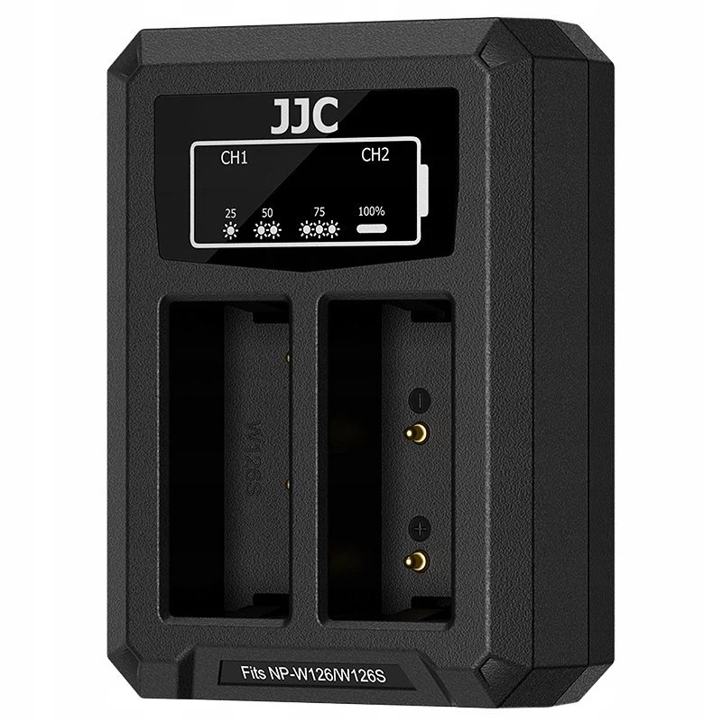 Cargador dual USB-C JJC para 2x batería Fujifilm NP-W126 / NP-W126S DCH-W126TC