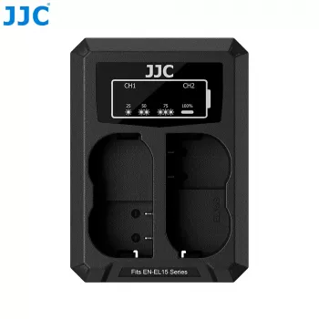 Cargador dual USB JJC para 2x baterías Nikon EN-EL15 EN-EL15a EN-EL15b EN-EL15c