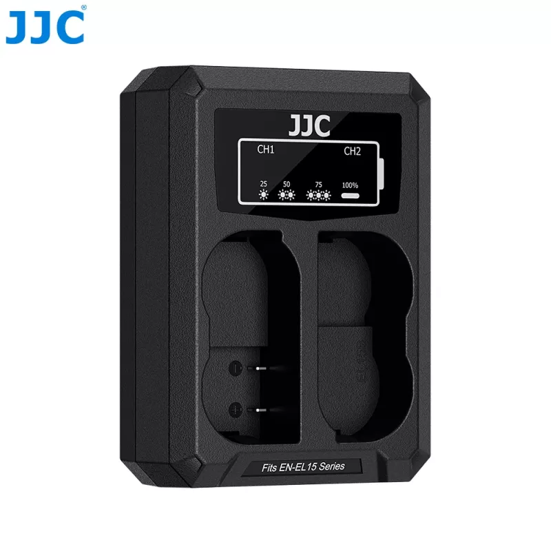 Cargador dual USB JJC para 2x baterías Nikon EN-EL15 EN-EL15a EN-EL15b EN-EL15c
