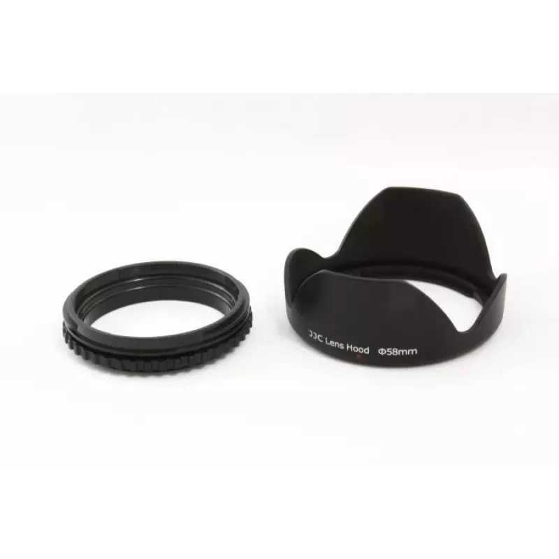 Parasol de rosca metálico JJC de 52mm para objetivo de cámara - ventilado, negro mate