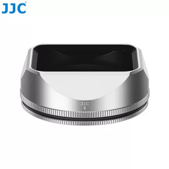 Set de parasol y tapa de objetivo JJC para Fujifilm Fujinon XF 23mm F2.8 R WR y XF 27mm F2.8 R WR - plateado (LH-JXF23F28)