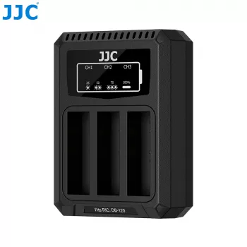 Cargador triple USB de baterías JJC para Ricoh DB-120 (3 ranuras) - DCH-DB120TC