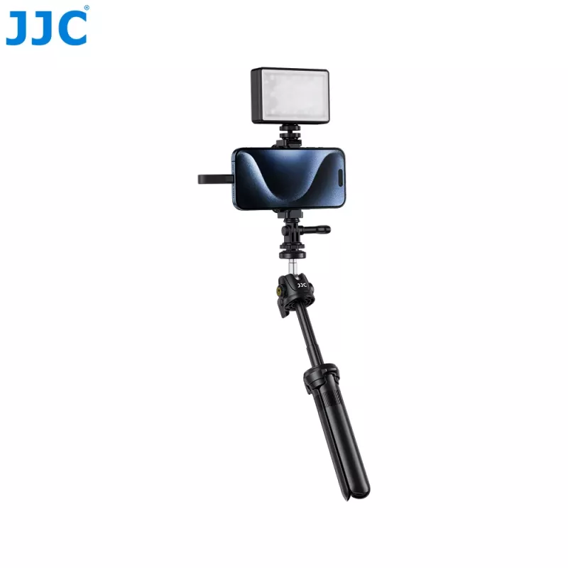 JJC SPC-S25 Soporte para trípode de 360° para smartphone, SSD y GoPro con rosca de 1/4 de pulgada y base Arca-Swiss