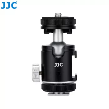JJC BH-SM1 rótula de bola mini 3D de aleación de aluminio con 3 zapatas en frío, tornillo de 1/4 inch, negro