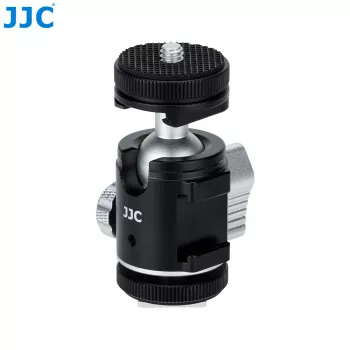 JJC BH-SM1 rótula de bola mini 3D de aleación de aluminio con 3 zapatas en frío, tornillo de 1/4 inch, negro