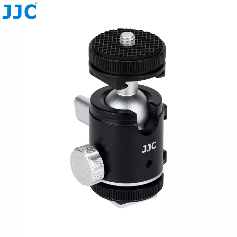 JJC BH-SM1 rótula de bola mini 3D de aleación de aluminio con 3 zapatas en frío, tornillo de 1/4