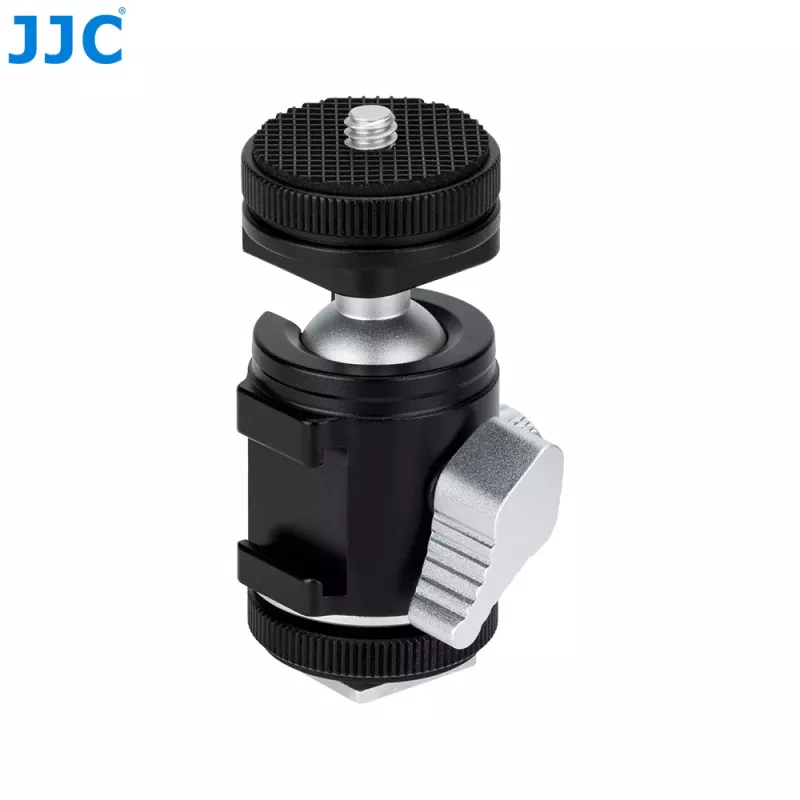 JJC BH-SM1 rótula de bola mini 3D de aleación de aluminio con 3 zapatas en frío, tornillo de 1/4