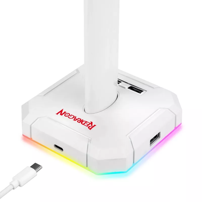 Redragon Scepter PRO HA300-W soporte para auriculares gaming con iluminación RGB, blanco