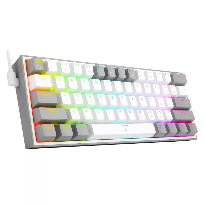 Redragon K617 Fizz RGB blanco/gris teclado gaming mecánico 60% con switches rojos hot-swappable
