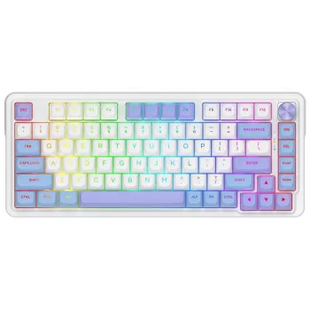 Redragon Ucal Max K673WBP-RGB-MAX Teclado mecánico tri-modo 75% 82 teclas hot-swappable gasket mount teclas PBT RGB blanco/negro/morado