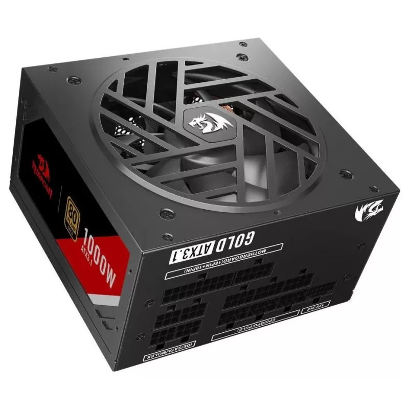 Redragon Master GC-MS03 Fuente de alimentación 1000W, 80 PLUS Standard, ATX, no modular, ventilador 120mm, negro