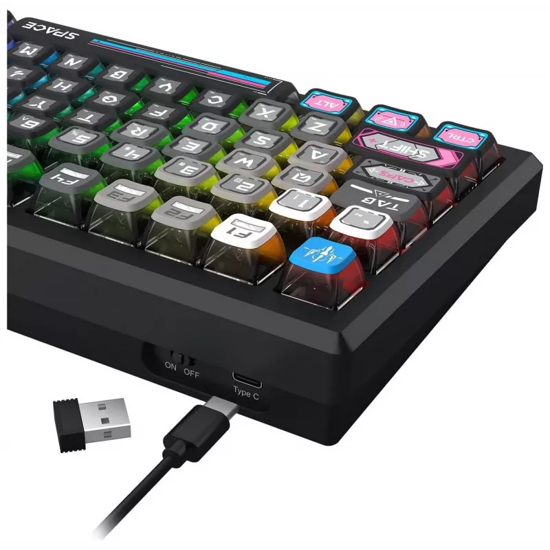 Redragon K732MC-RGB-PRO Uranus Pro 82 Teclado mecánico 75%, hot-swappable, RGB, USB-C, negro