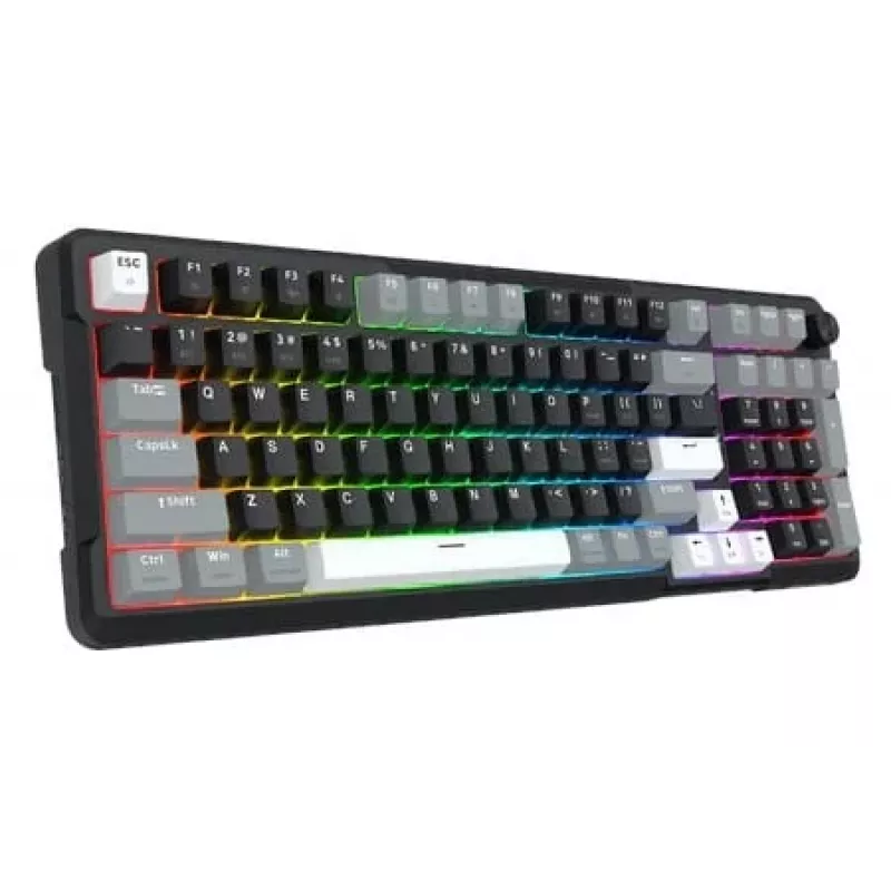 Redragon ARLOKKS QMK K742 Teclado mecánico 75% tri-modo, hot-swappable, gasket mount, RGB, negro