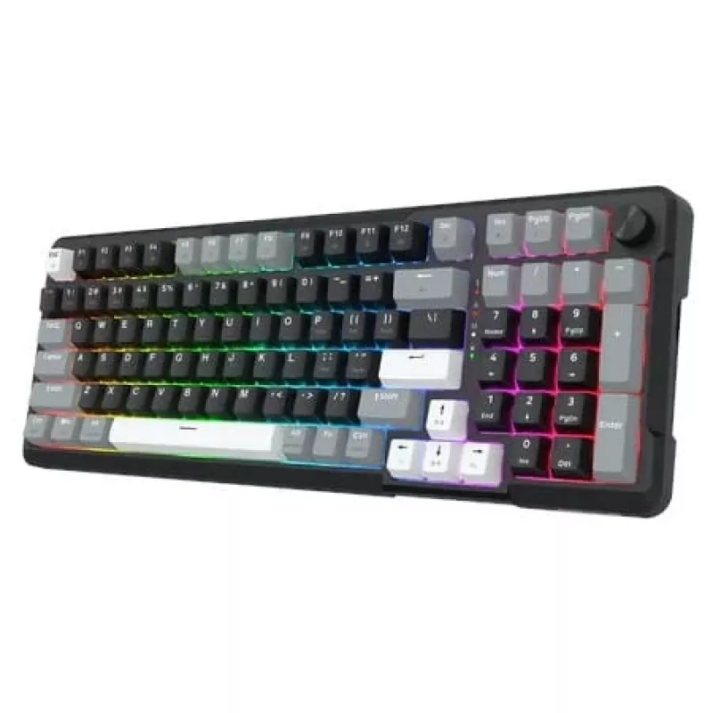 Redragon ARLOKKS QMK K742 Teclado mecánico 75% tri-modo, hot-swappable, gasket mount, RGB, negro