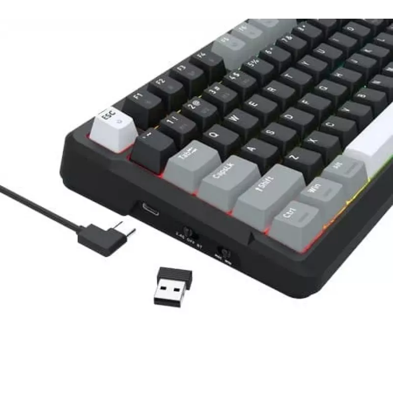 Redragon ARLOKKS QMK K742 Teclado mecánico 75% tri-modo, hot-swappable, gasket mount, RGB, negro