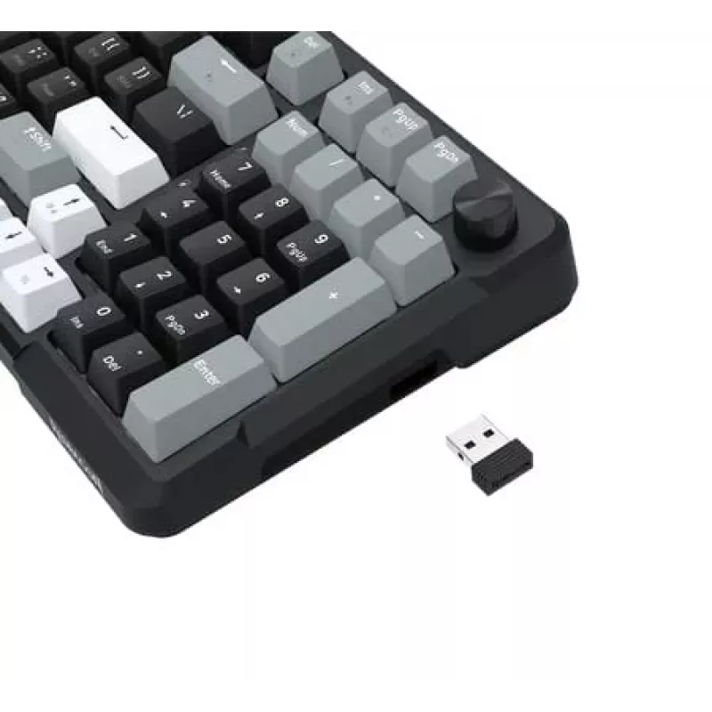 Redragon ARLOKKS QMK K742 Teclado mecánico 75% tri-modo, hot-swappable, gasket mount, RGB, negro