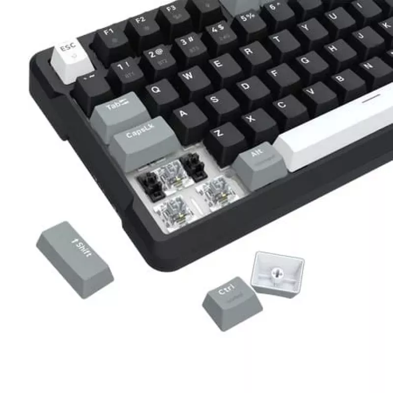 Redragon ARLOKKS QMK K742 Teclado mecánico 75% tri-modo, hot-swappable, gasket mount, RGB, negro