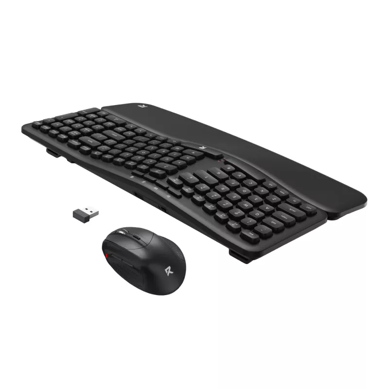 Redragon BS-7162 MAX Combo de teclado y ratón vertical inalámbricos, 2,4 GHz, negro